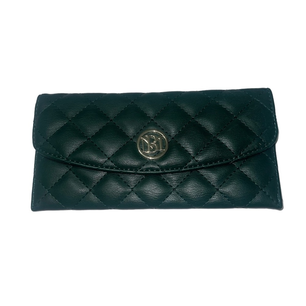 Badgley Mischka Dark Green Quilted Long Wallet
